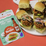 A promotional photo of a Chicken of the Sea tuna packet with Frank's hot sauce