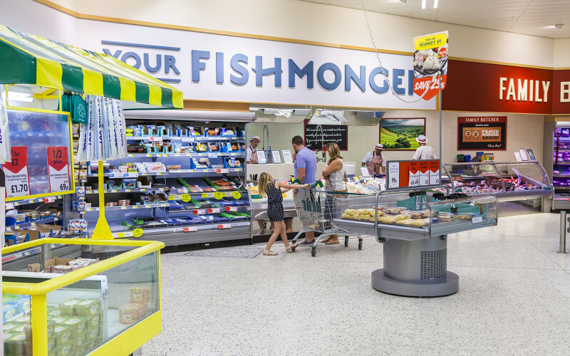 A seafood section inside a Morrison's in the U.K.