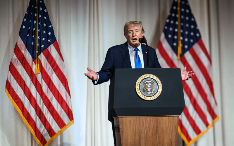 U.S. President Donald Trump at a podium