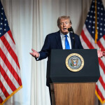 U.S. President Donald Trump at a podium