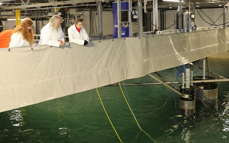 The Princess Royal (right) participating in the opening of Bakkafrost Scotland's modernized Applecross hatchery and smolt facility