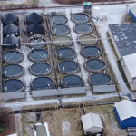 An aerial view of Cooke Aquaculture's facility in Bingham, Maine