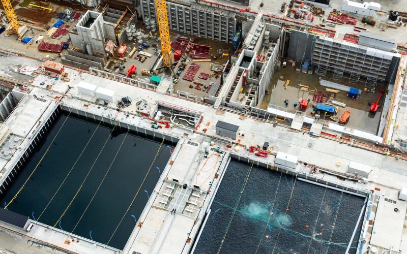 An aerial view of Andfjord Salmon's facility in Norway