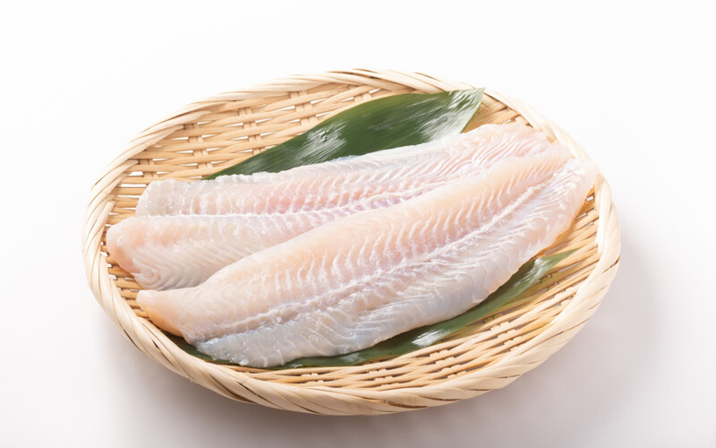Pangasius fillets in a basket