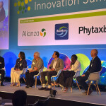 Panelists on stage during the “Mind the Innovation Gap: Building Blue Food Ecosystems for Breakthroughs” Blue Food Innovation Summit session