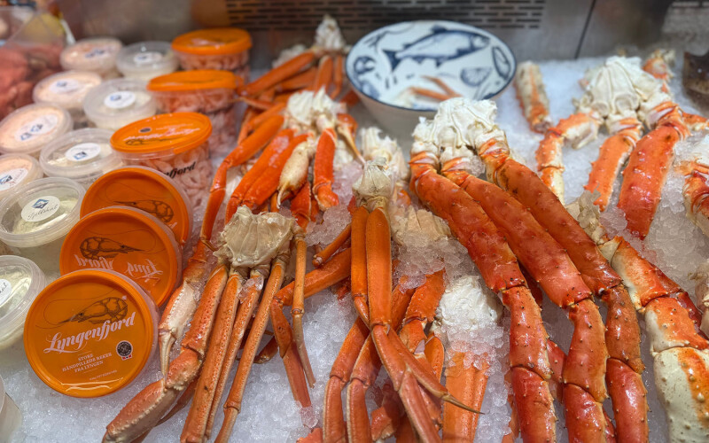 various Norwegian seafood delicacies