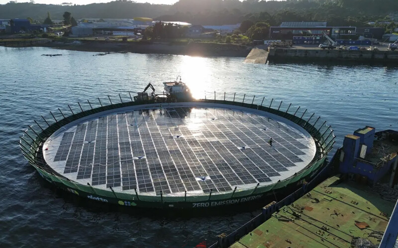An AKVA group solar panel setup in Chile