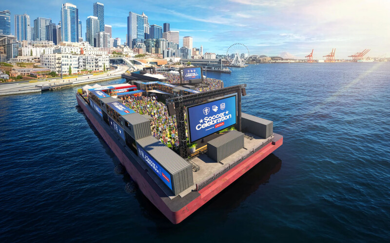 Seattle commercial fish container barge for World Cup