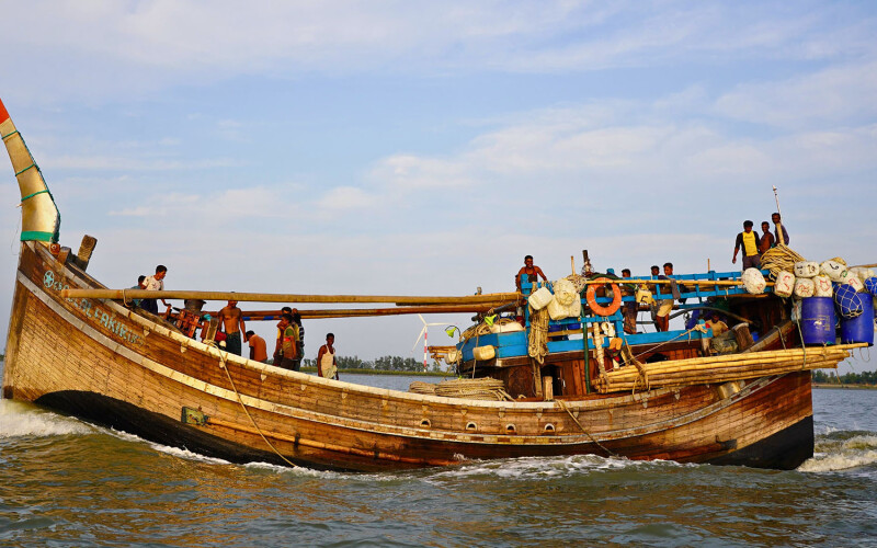 A fishing vessel at sea