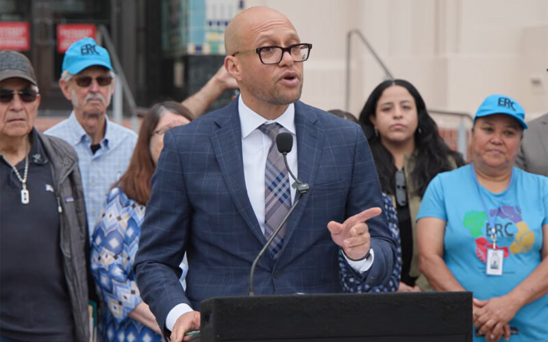 San Diego County Office of Labor Standards and Enforcement Director Branden Butler during a press conference