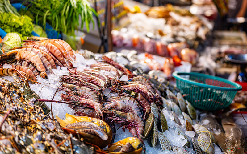A seafood market in Thailand
