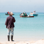 A South African fisherman on the beach