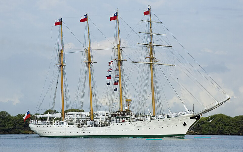 The Chilean barquentine vessel Esmeralda