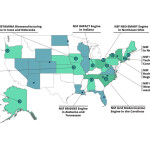 A map of the U.S. showing the locations of the National Science Foundation's "Regional Innovation Engines"