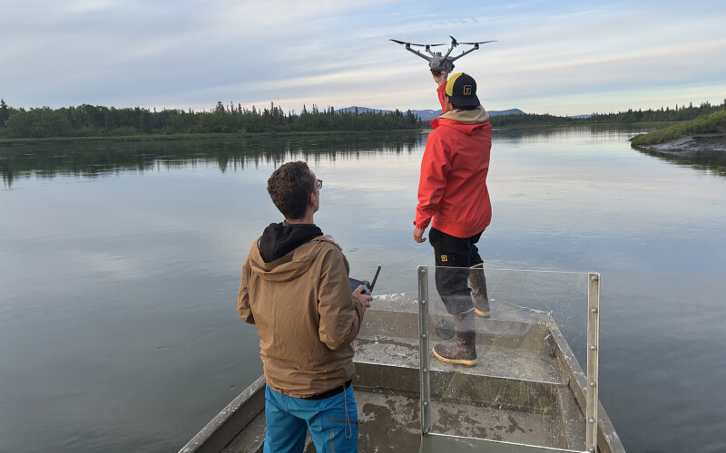Marine scientists in Bristol Bay deploy drone technology on the Wood River for salmon enumeration project