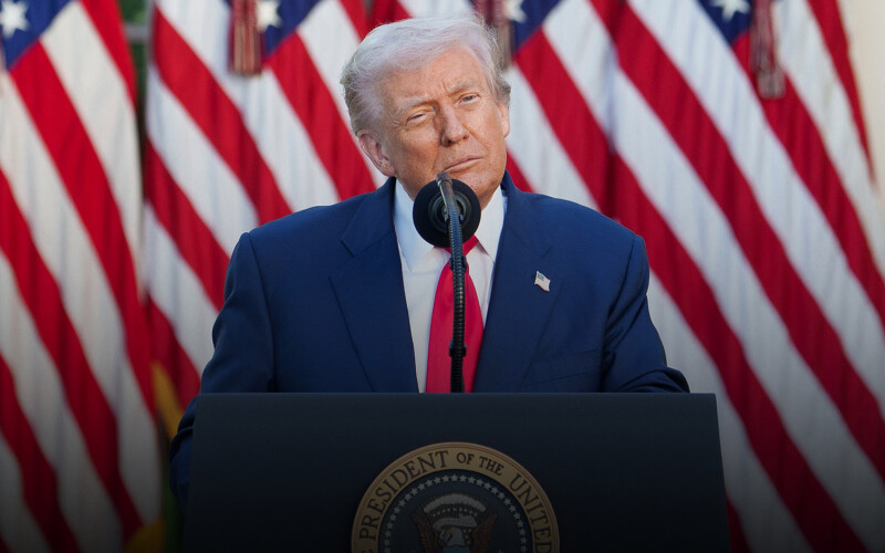 U.S. President Donald Trump standing at a podium