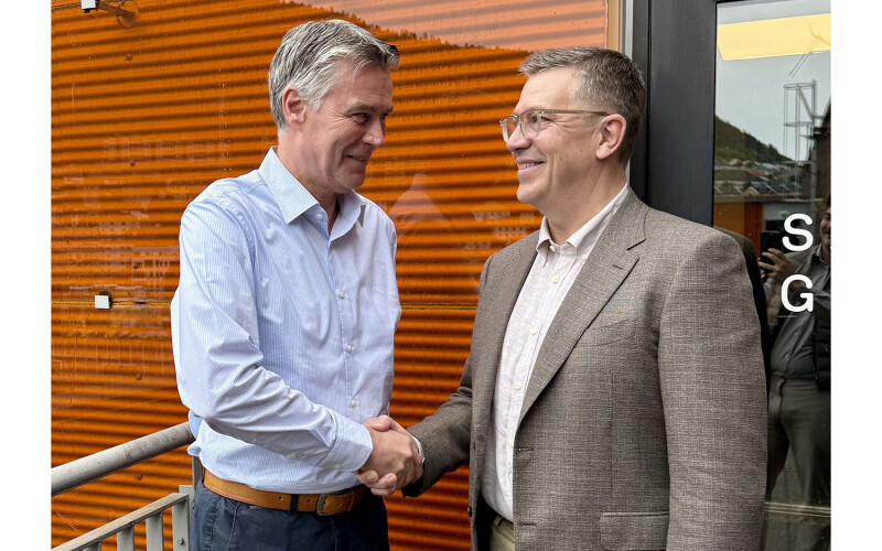 Salmon Group CEO Jan Olav Langeland and WellFish Tech CEO Charlie Granfelt