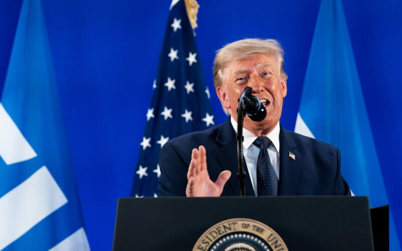 U.S. President Donald Trump giving a speech.