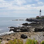The ocean by Portland Head Light in Cape Elizabeth, Maine