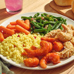 Golden Corral shrimp covered with Spicy Peach and Garlic Parmesan sauce