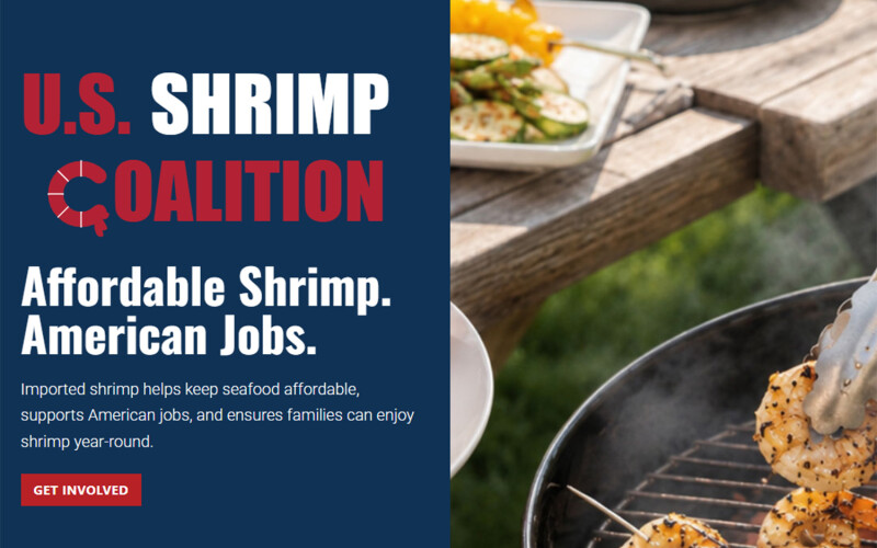 A screenshot of the U.S. Shrimp Coalition website