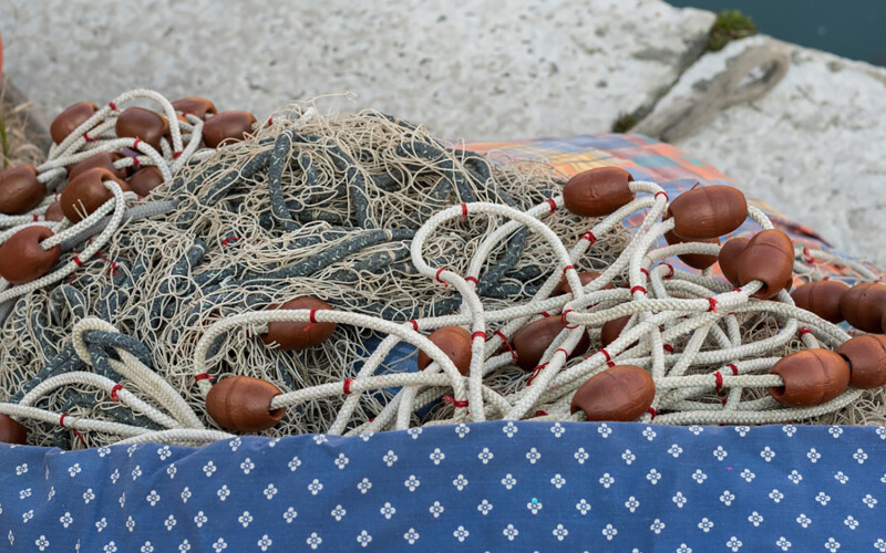 Fishing nets on the dock in Grado, Italy
