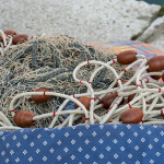Fishing nets on the dock in Grado, Italy