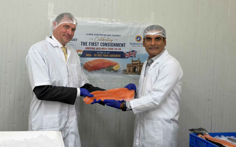 Deputy Head of Mission at the British Deputy High Commission in Bengaluru Owen Richards with Sashimi Foods CEO Kedarnath Reddy