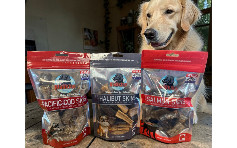 AlaSkins, founded by Sara Erickson, is an Alaskan pet treat brand that makes dog and cat treats from fish skin.