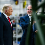 U.S. President Donald Trump inspecting a factory