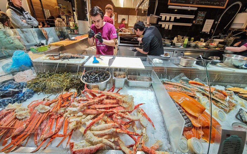 A Norwegian seafood market