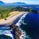 An aerial view of Deep Bay on Vancouver Island
