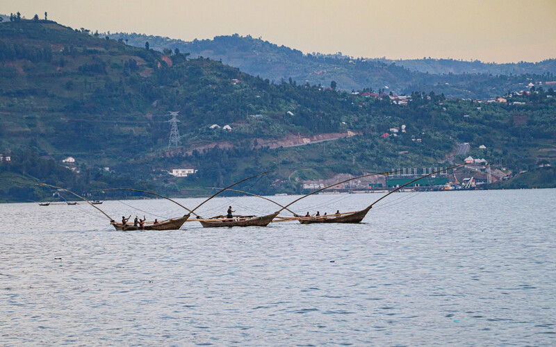 Rwandan fishermen on Lake Kivu