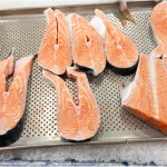 salmon on ice prepared to be sold in Norway