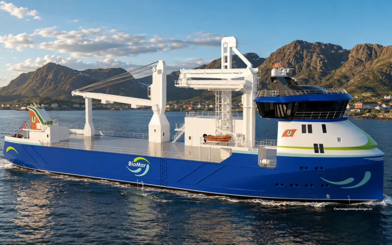 A rendering of BioMar's planned feed vessel