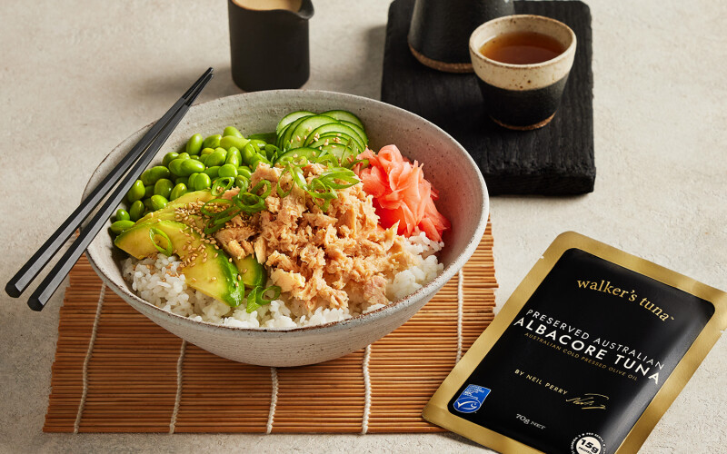 A poke bowl featuring Walker's Tuna