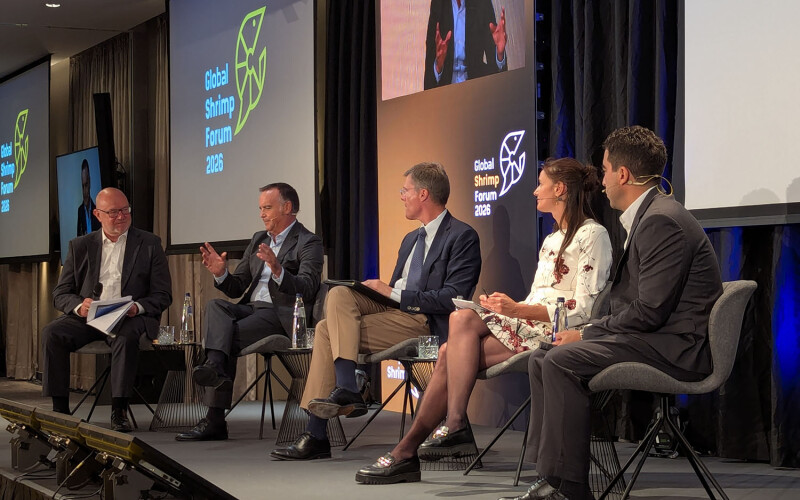 A panel during the wild-caught shrimp summit in Utrecht, Netherlands
