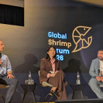 Kelly Wang talks China's shrimp imports during a panel at the Global Shrimp Forum