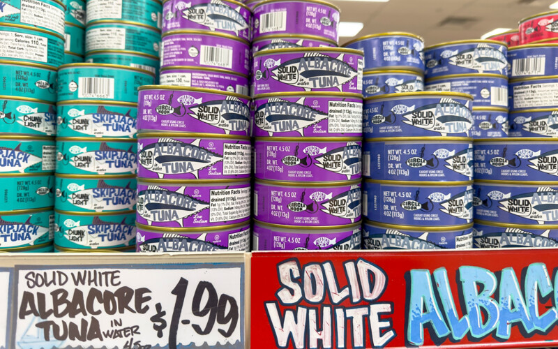 Canned tuna at a Trader Joe's store in Los Angeles, California
