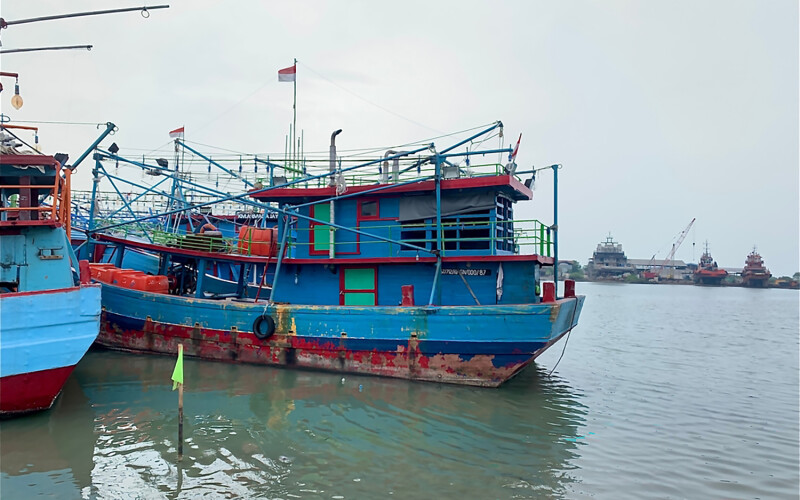 A boat at the Kejawanan fishing port in Cirebon, West Java, Indonesia