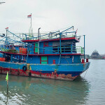 A boat at the Kejawanan fishing port in Cirebon, West Java, Indonesia
