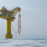 A natural gas tanker filling rig in the Arctic near Russia
