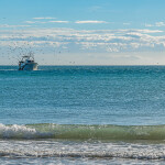A fishing boat off the coast of Villajoyosa, Spain