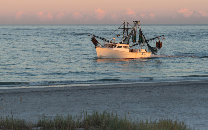 a shrimping vessel on the North Carolina coast