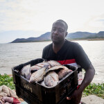 A Kenyan fish farmer