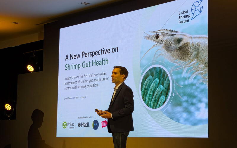 Jean-Benoit Darodes de Tailly giving a presentation at the Global Shrimp Forum