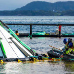 An aquaculture net pen featuring a device made by AKVA group