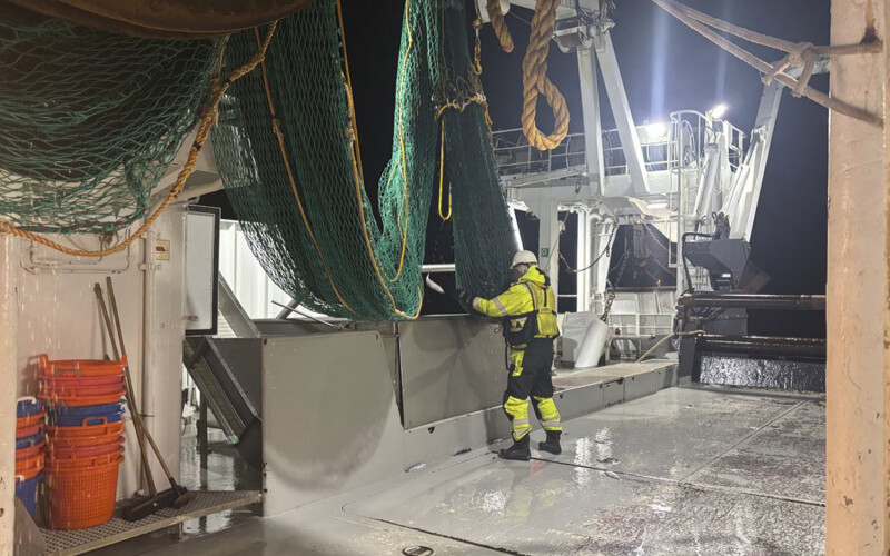 A fisherman on board a trawl vessel in Norway