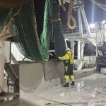 A fisherman on board a trawl vessel in Norway