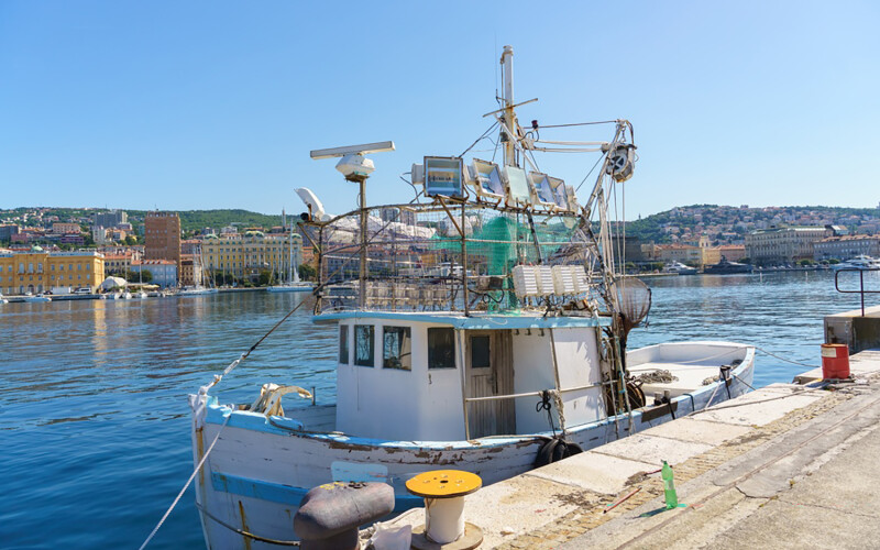 A fishing vessel off of Rijeka, Croatia